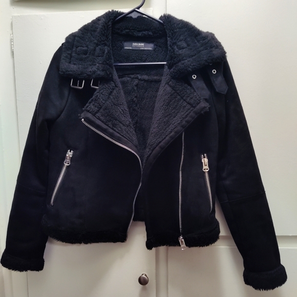 Zara black suede basic outerwear jacket. Great for cool weather. - Picture 1 of 5